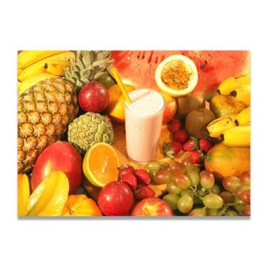 Imagem de LKXGRRSFG Arte em tela de frutas sazonais e paisagem fotografada real com leite de frutas – Decoração fresca para sala de estar e sala de jantar 50 x 70 cm sem moldura