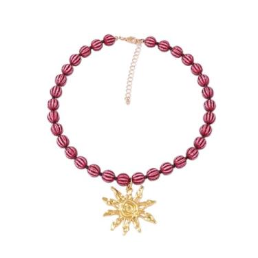 Imagem de NOVYRA Colares de sol com miçangas coloridas, boêmio, redondo, pingente de girassol, joia moderna para mulheres, adjustable, Metal, Sem Pedra Preciosa