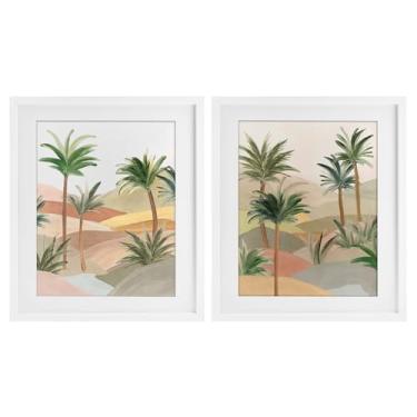 Imagem de Stupell Industries Conjunto de impressão emoldurada branca Exotic Desert Oasis de 2 peças por Ian C., 40 x 33