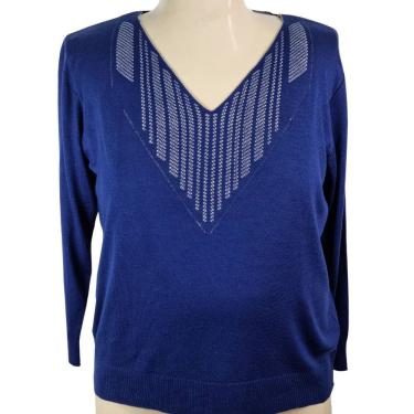 Imagem de Blusa Masculina Tricô ML Plus Size Marinho Sem Preconceito