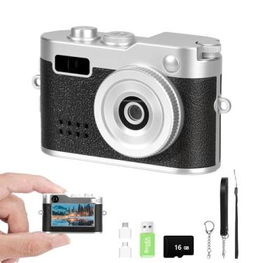 Imagem de Câmera mini chaveiro, mini câmera digital FHD 1080p com cartão SD, flash, adaptadores OTG, leitores de cartão, seis filtros, câmera retrô de 100 minutos de vida útil da bateria para gravação de estudo