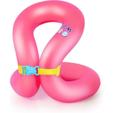 Imagem de Colete de natação infantil para crianças, boia inflável de piscina para meninos e meninas de 3 a 6/7 a 14 anos, anel de braço com fivela de segurança ajustável
