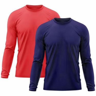 Imagem de Kit 2 Camisetas Masculina Térmica Proteção Solar UV 50 Academia Praia 