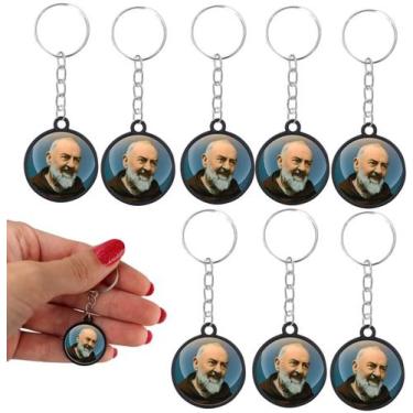 Imagem de 20 Chaveiros Padre Pio Catolico Lembrancinha Religiosa - Tudo em Metal