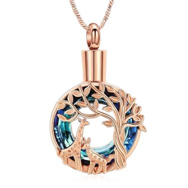 Imagem de Yinplsmemory Colar de urna árvore da vida para cinzas, joia feminina de cremação, pingente de cinzas para animais de estimação humanos, joias de cinzas, Aço inoxidável, Sem Pedra Preciosa