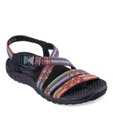 Imagem de Skechers Sandália feminina Reggae-Sew Me-Boho tecida com tiras com alças traseiras, taupe multi, 37,5 EU, preto multi, 38.5 EU