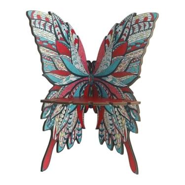 Imagem de Baoblaze Prateleira de canto de borboleta, suporte de armazenamento, decoração de parede fofa, prateleira flutuante de madeira rústica, suporte de exposição