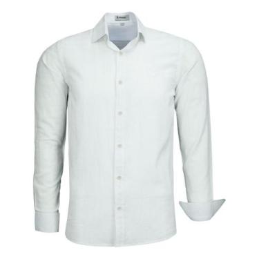 Imagem de Camisa Social Masculina Manga Longa Amil Comfort Linho 1881, Branco, 3