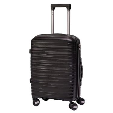 Imagem de Mala De Bordo 10Kg Expansível Polipropileno Medidas 55x35x25cm Padrão Anac Mala De Viagem Pequena De Mão 8 Rodas 360° Cadeado Integrado Zíper Antifurto Rígida Leve Carry-On (PRETO, Pequeno)