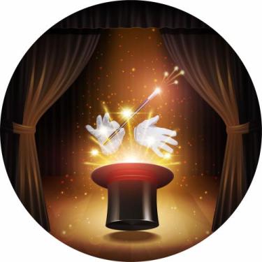 Imagem de Painel de Lona Redondo Magia na Cartola - Fabrika De Festa, 200x200cm