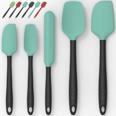 Imagem de Conjunto de espátulas de silicone Coukre, 5 peças, verde aqua de alta 