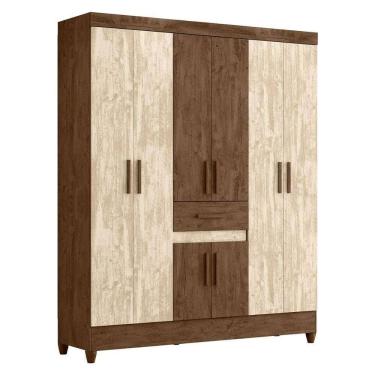 Imagem de Guarda Roupa Casal 6 Portas 165 Cm Portugal Moval Castanho Wood Avela Wood