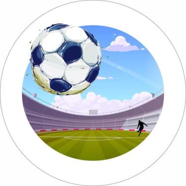 Imagem de Painel de Lona Redondo Futebol Chute no Ângulo Efeito 3D - Fabrika de 