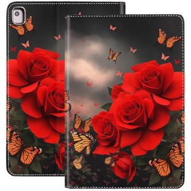 Imagem de Capa para iPad 10.2 9ª/8ª/7ª geração (modelo 2021/2020/2019) 10,2 polegadas, capa para iPad Air 3/10,5 polegadas Pro, capa inteligente de couro PU com suporte e hibernação automática - flor borboleta