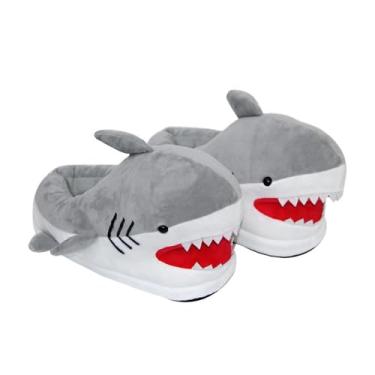 Imagem de Vaveren Chinelos de Pelúcia de Tubarão, Chinelos de Pelúcia de Animais, Chinelos de Casa para Senhoras, Escorregadores de Casa
