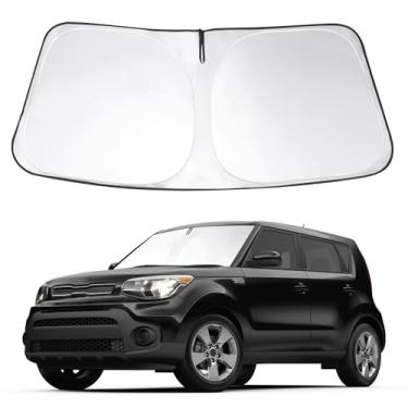 Imagem de TINGLU Protetor solar para Kia Soul Base 2014-2019 Acessórios Para-brisa Sombra de janela Proteção contra raios UV Capa de viseira de sol com bolsa de armazenamento de para-sol para volante