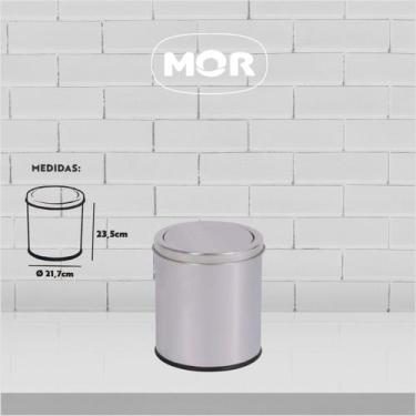 Imagem de Lixeira Aço Inox Com Tampa Basculante 5 Litros MOR, 5 Litros