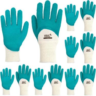 Imagem de Kit 12 Luva de Segurança Green Látex Corrugado Aderente Volk