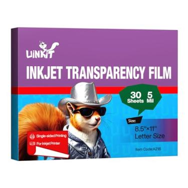 Imagem de Uinkit 30 folhas transparentes transparentes de acetato transparente para artesanato 8,5 x 11 OHP filme de projetor aéreo para impressora jato de tinta secagem rápida