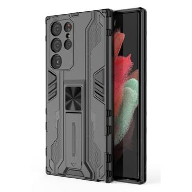 Imagem de SORAKA Capa para Samsung Galaxy S22 Ultra 5G com suporte Capa de proteção resistente para Samsung Galaxy S22 Ultra 5G Capa com placa de metal para suporte magnético para carro Capa Silm Fit