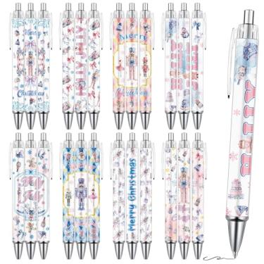Imagem de Presentes de canetas esferográficas de Natal Quebra-Nozes – Conjunto de 24 canetas de Feliz Natal, retrátil e suave, presente a granel para mulheres, homens, escritório, sala de aula, casa, estudantes