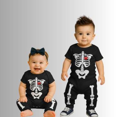 Imagem de Conjunto Halloween Esqueleto Body e Calça Temático Mesversário - Patru