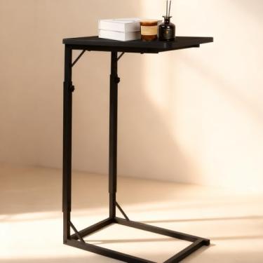 Imagem de WHEARTED Mesa lateral, mesa de canto em forma de C para sofá, mesa de cabeceira, bandeja de TV, mesa de centro pequena, mesas laterais estreitas para sala de estar, quarto, banheiro, mesa pequena para