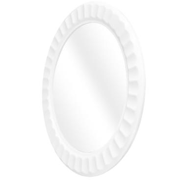 Imagem de Espelho Oval Com Moldura Branca Plástico 26X19Cm