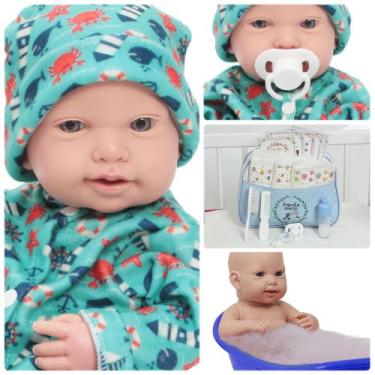 Imagem de Boneco Bebê Reborn Lucca Pijama Fofinho + Kit Acessórios - Cegonha Reb