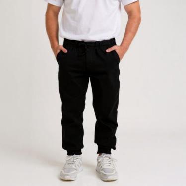 Imagem de Calça Infantil Jeans Jogger Masculina Menino Com Punho - Volgue, Preto