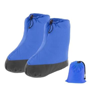 Imagem de RNXRZANK Pantufas de Plumas, Meias Quentes, Pantufas de Acampamento com Bolsa de Armazenamento, Sapatos de Snowboard para Ambientes Internos, Xl Vermelho