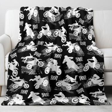 Imagem de Jekeno Cobertor de lã de motocross Rider para crianças, meninos, aconchegante, esportes radicais, decoração de roupa de cama para cama, sofá (127 x 152 cm)