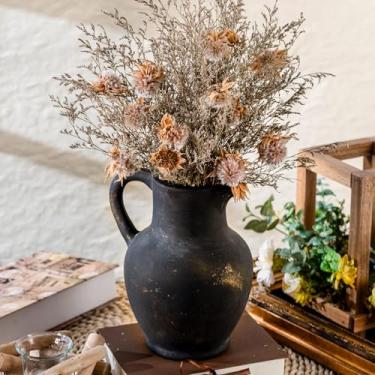 Imagem de Varsoul Vaso rústico de cerâmica com alça, vaso de terracota, vasos decorativos minimalistas para decoração de casa, mesa, sala de estar, prateleira, decoração de Natal (Bronze)