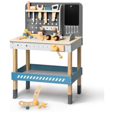 Imagem de Bancada Educativa de Madeira ROBUD para Crianças, Conjunto de Ferramentas de Brinquedo para Presentear Crianças de 3 a 7 Anos