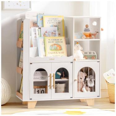 Imagem de Estante de Madeira Educativa ROBUD para Organização de Brinquedos, 6 Compartimentos, Ideal para Quarto Infantil