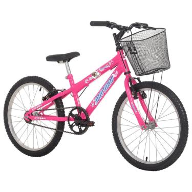 Imagem de Bicicleta Aro 20 MTB Com Cesta C23 V-Brake Sweet Girl Rosa Chiclete - Mormaii