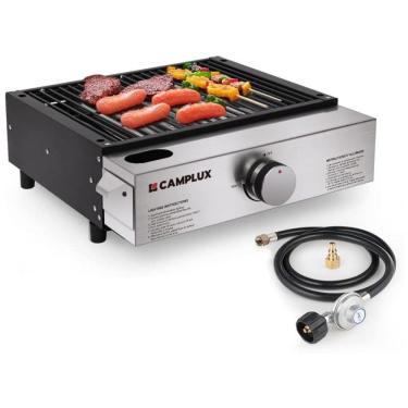 Imagem de Churrasqueira a gás propano portátil de 17 polegadas com 20 lb e regulador de RV para camping,CAMPLUX, Cinza