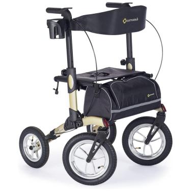 Imagem de Andador para Idosos e Adultos com 4 Rodas e Assento, até 136 Quilos, COMODITÀ, Champanhe Metálico