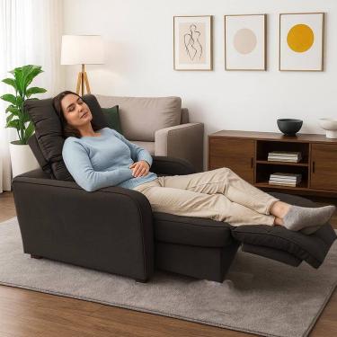 Imagem de Poltrona Retratil Reclinavel Rodape Regulavel Amamentação Azera Marrom