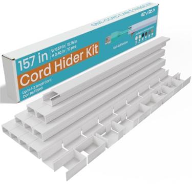 Imagem de EVZA Escondedor de cabo de 398 cm para 1-2 fios, corretivo autoadesivo de cabo de canal de um cabo, capas de cabos pintáveis para cabos de TV na parede, kit de pista de cabos para cabo de extensão