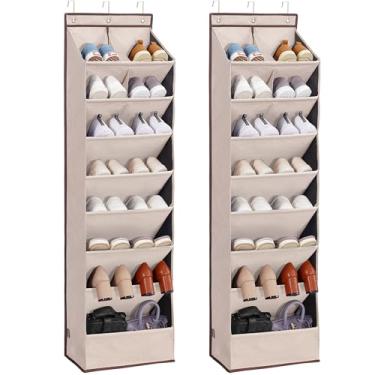 Imagem de STORAGEIDEAS Organizador de porta com 10 bolsos extra grandes, 23 pares de sapatos, organizador de armazenamento de pendurar de grande capacidade para sapatos, fraldas, bege, 8 camadas, pacote com 2