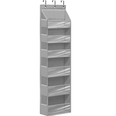 Imagem de STORAGEIDEAS Organizador de porta com 6 bolsos extra grandes e 12 bolsos laterais, organizador de armazenamento suspenso de grande capacidade com janela transparente para sapatos, fraldas, cinza, 6