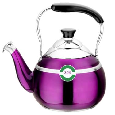 Imagem de Chaleiras, chaleira Whistlitea de aço inoxidável, panela de whistlitea com alça ergonômica para gás, indução, fogão/roxo/2 litros