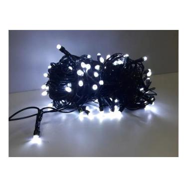 Imagem de Pisca pisca de led com 100 lâmpadas branca fria fio verde de 8mt - baz