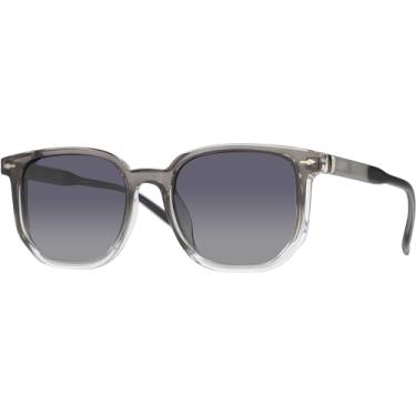 Imagem de Óculos de Sol Hexagonal Preto e Cinza Transparente Polarizado UV400 Casual Village Heaven 6505