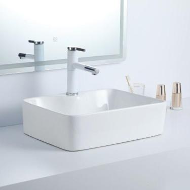 Imagem de Cuba Deend De Cerâmica Rettangolo Bianco Banheiro 48x38x13cm