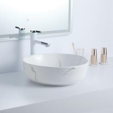 Imagem de Cuba Deend De Cerâmica CircoloMarmo Para Banheiro 41x41x14cm