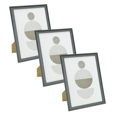 Imagem de Kit 3 Porta Retratos de Madeira Decoração Moderno 10x15 - Livon, Preto