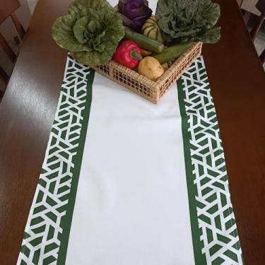 Imagem de Caminho de mesa 40 x 1,45 - faixa verde - DIAS DECOR