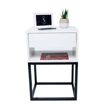 Imagem de Mesa De Cabeceira Industrial 40cm Base Preta Enviamos Montado - FL DEC